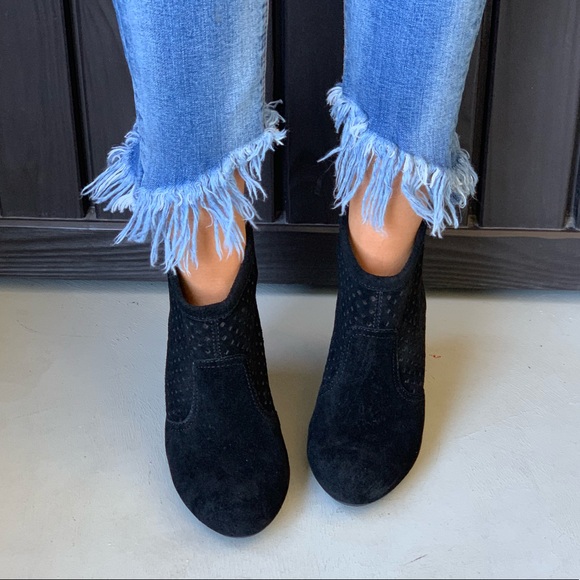 Western Perforated Genuine Leather Ankle Boots - Picture 3 of 8